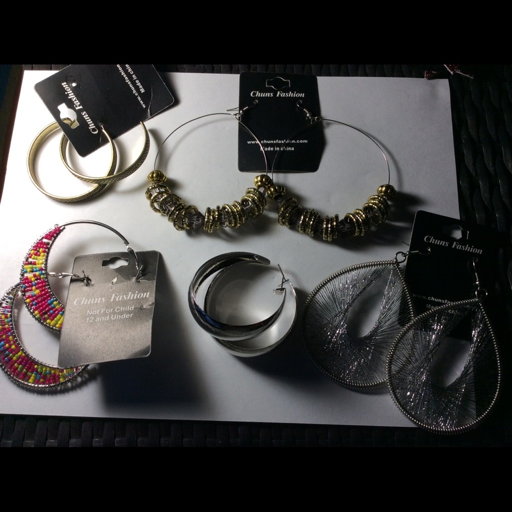 Overstock set of 5 funky big earrings
